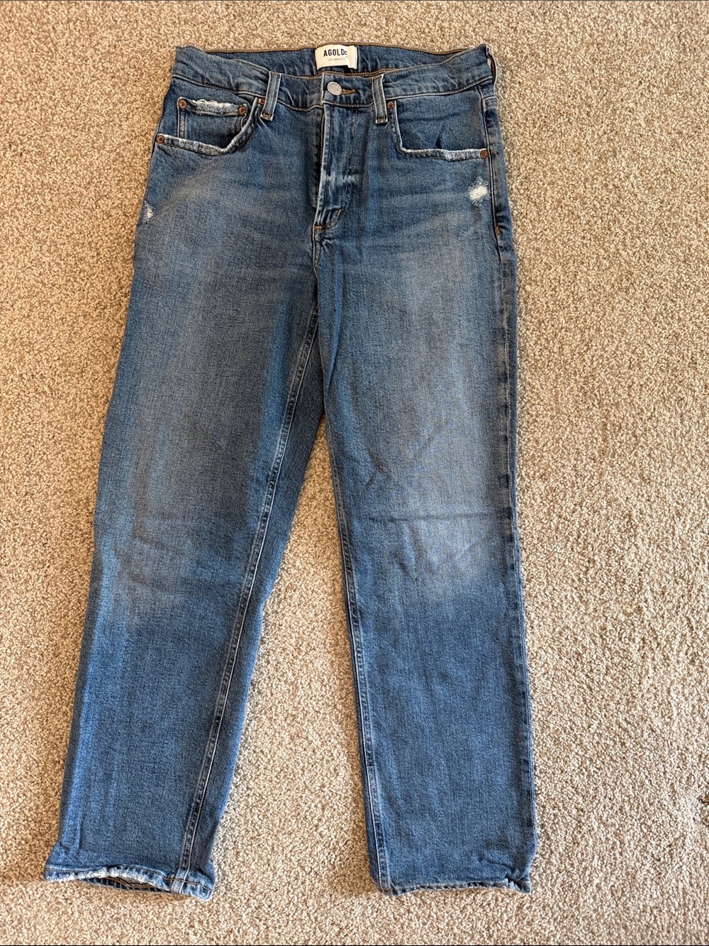 Agolde Women's Kye Medium Blue Straight-Leg Jeans